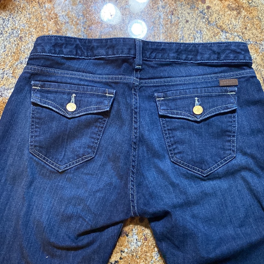 Womens Carhartt Denim Jeans Capri Pants Sz 6 Curvy Fit Cuffed EUC - Picture 7 of 8